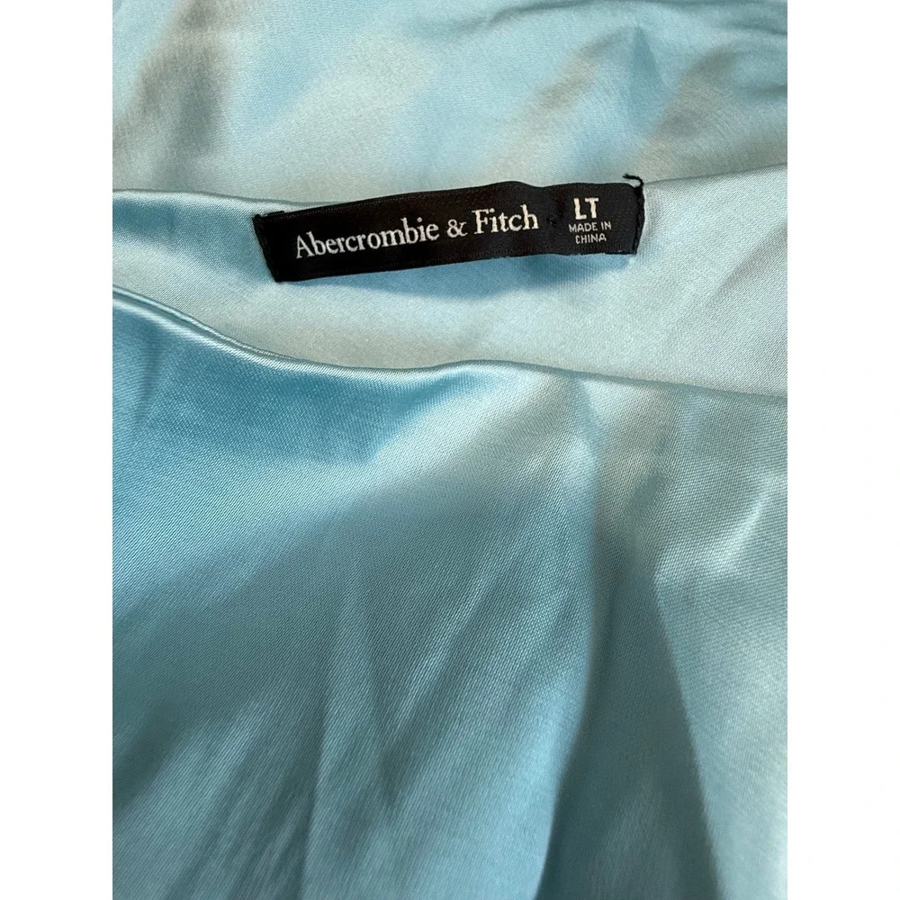 Abercrombie & Fitch One Shoulder Maxi Dress Women LT‎ Light Blue NEW Satin Twist